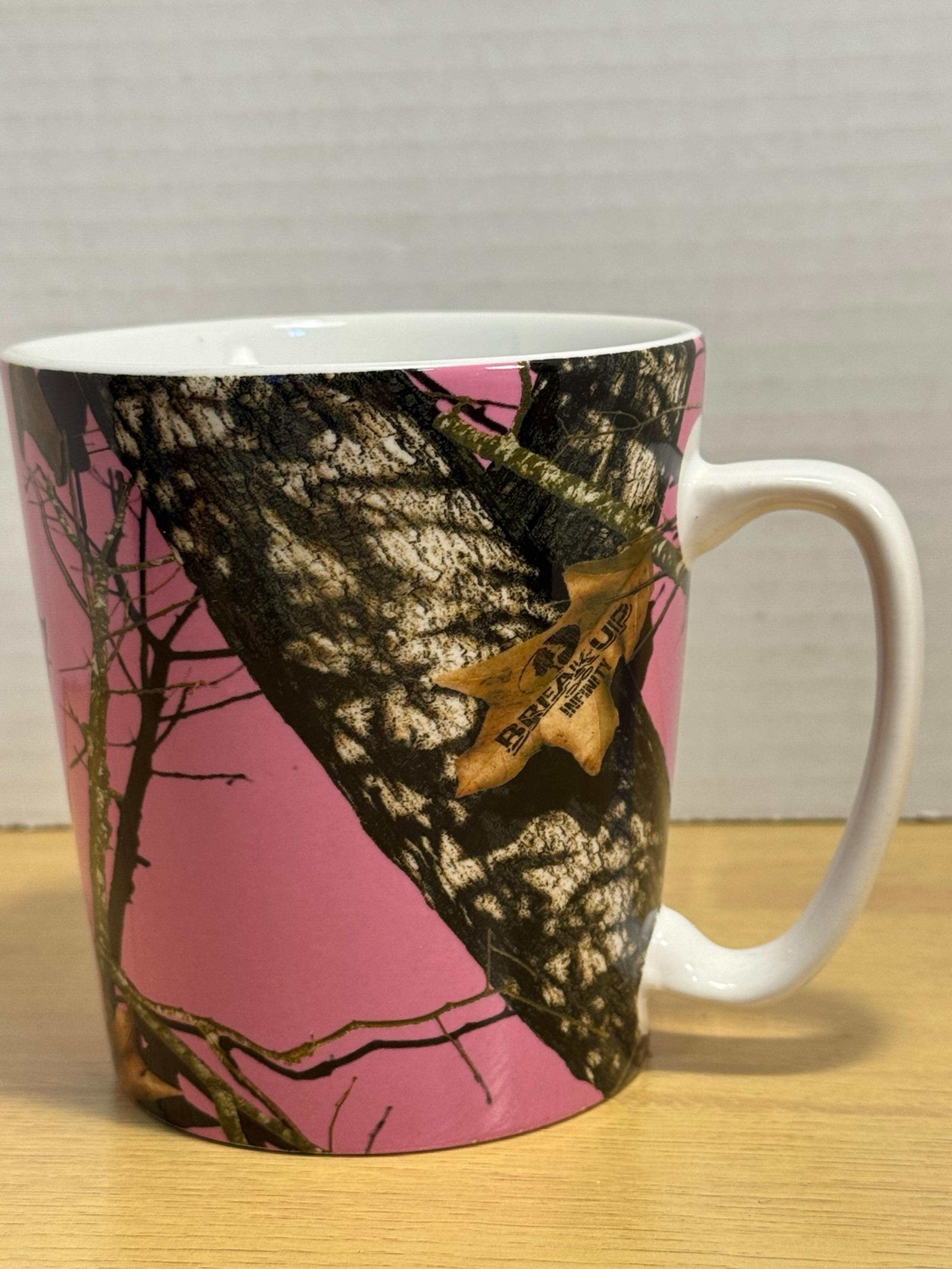 Mossy Oak Pink Camo Coffee Cup Mug “Break Up Infinity” 16oz