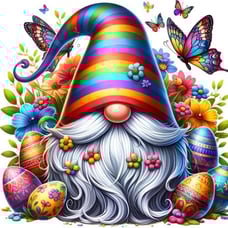 Completed diamond art painting - Easter gnome
