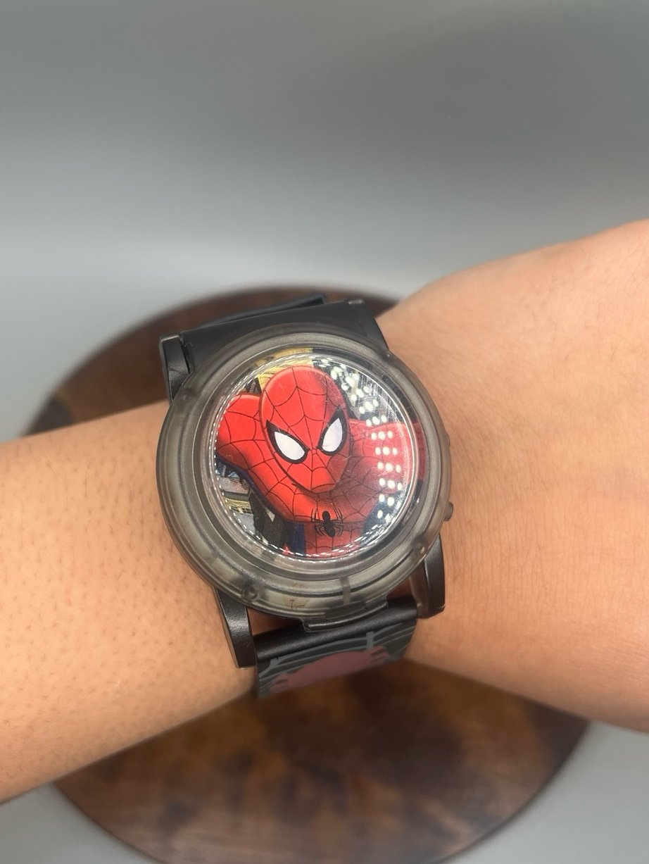 Untested Accutime Marvel Spiderman light up cover flip face digital watch