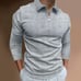 Zipper Polo Shirts for Mens, Fall Striped Slim Fit Long Sleeve