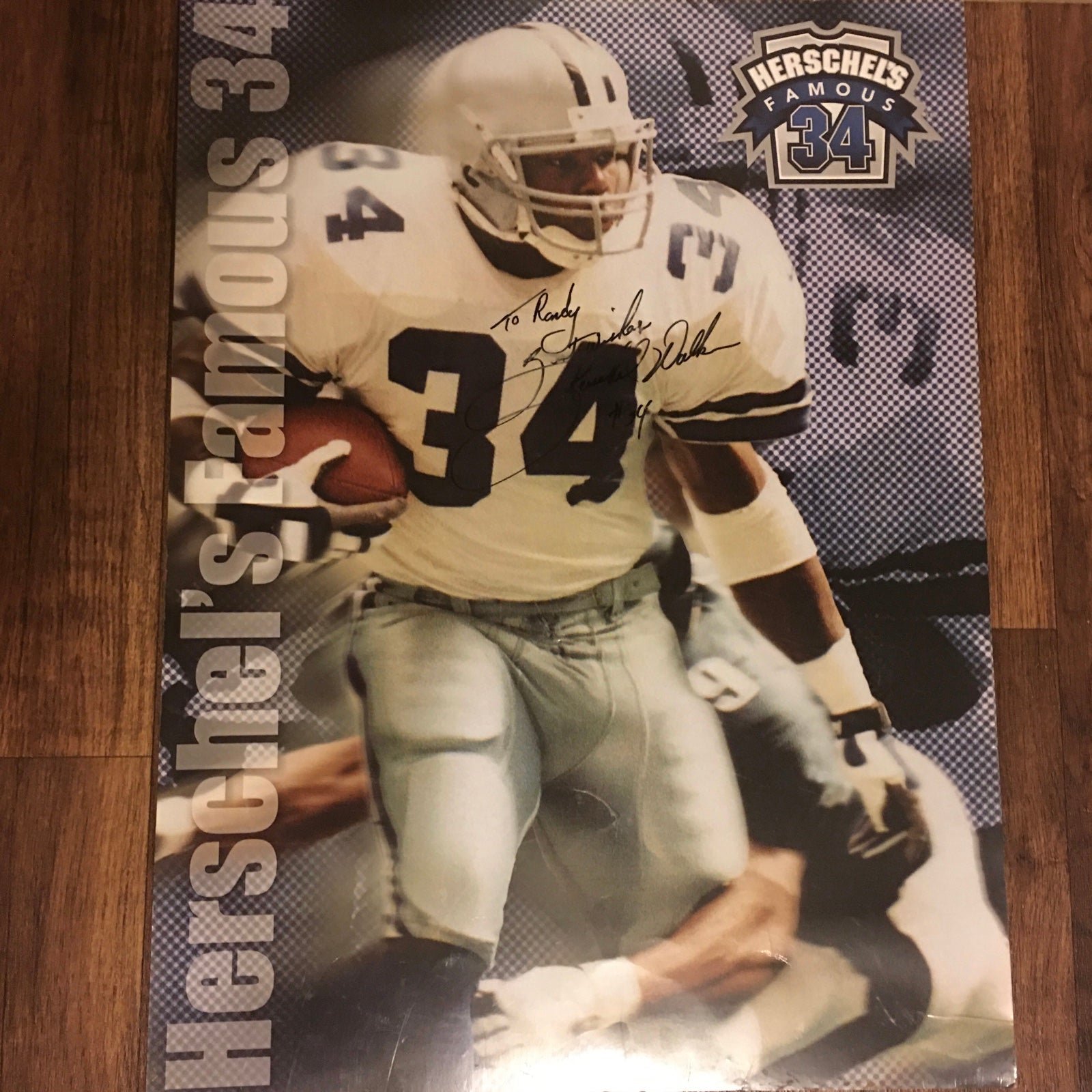 Herschel’s Famous 34 Signed Hershel Walker Poster 18X24 Football Sport