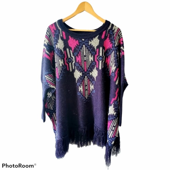 Umgee Aztec Navajo Pull Over Poncho NWT