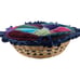Pristine Vintage 1960's WICKER SEWING BASKET Padded Crazy Quilt Lid Satin Liner