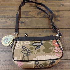 Spartina 449 Daufuskie Island Genuine Leather Nat. Linen Pink/Beige Floral Bag