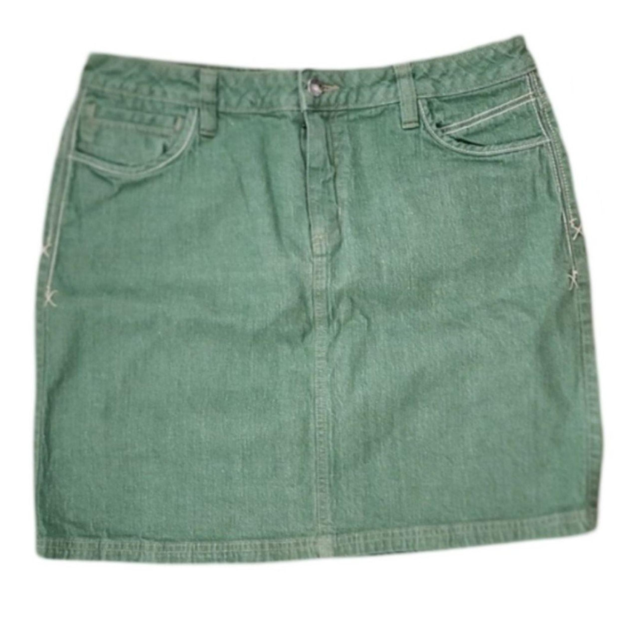 Vintage Route 66 Denim Sage Green Mini Jean Skirt Women's 11/12