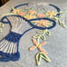 Vintage Blue Chenille Full Bedspread Floral Flower Basket Cottage Country Chic