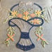 Vintage Blue Chenille Full Bedspread Floral Flower Basket Cottage Country Chic