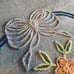 Vintage Blue Chenille Full Bedspread Floral Flower Basket Cottage Country Chic