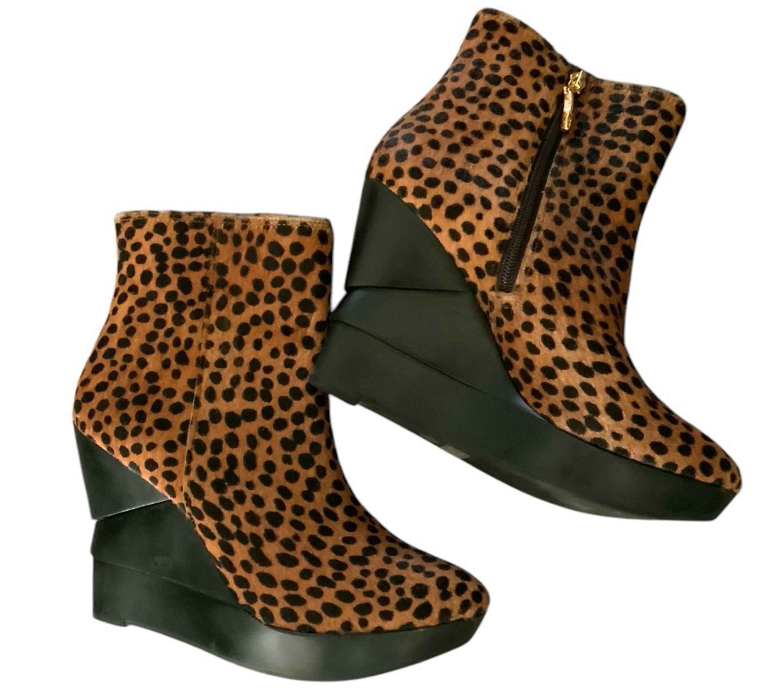 Diane von Furstenberg Opalista Pony Haircalf  Platform Wedge Ankle Boots 10