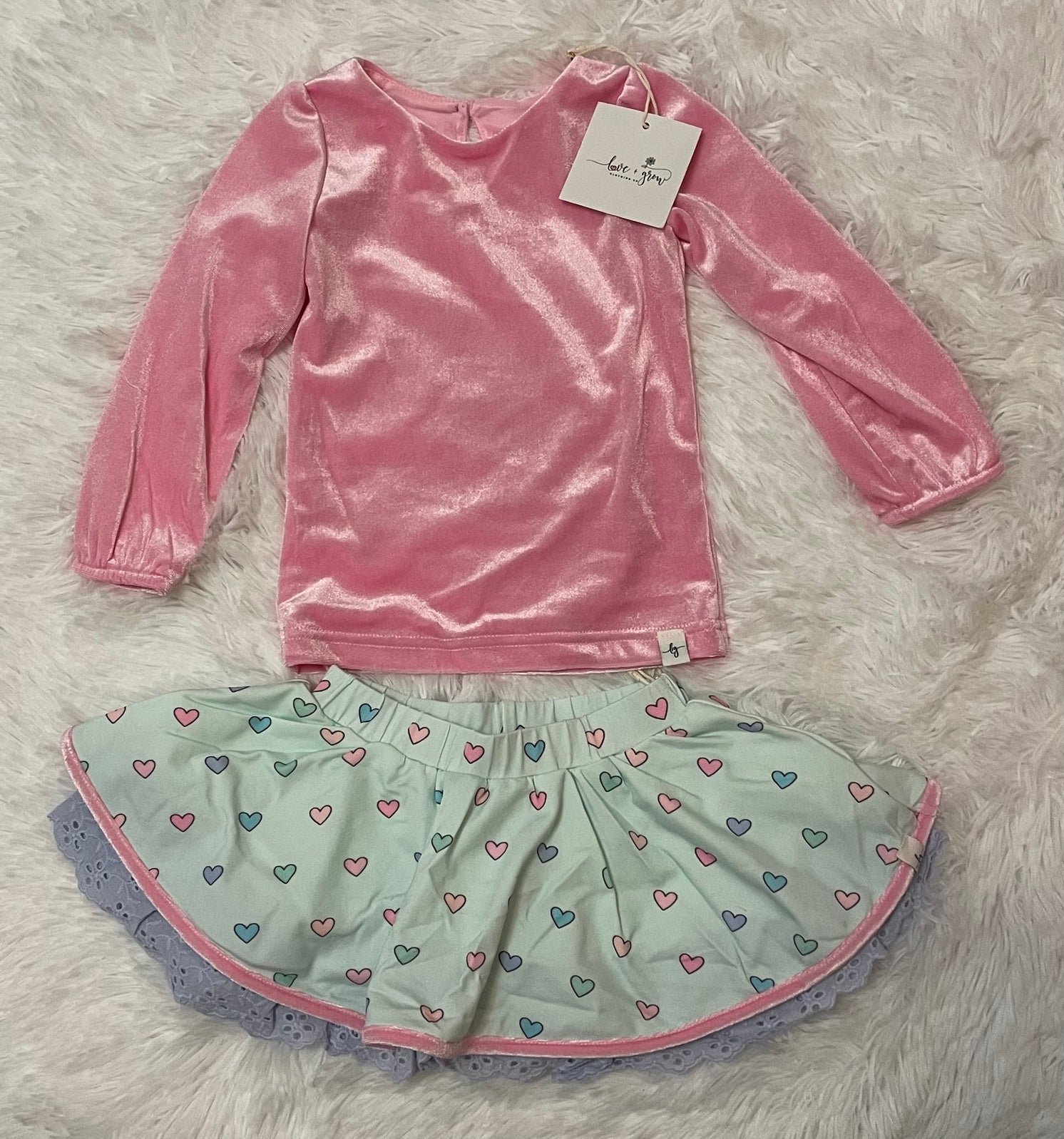 24m NWT Candyland velvet shirt & skirt set