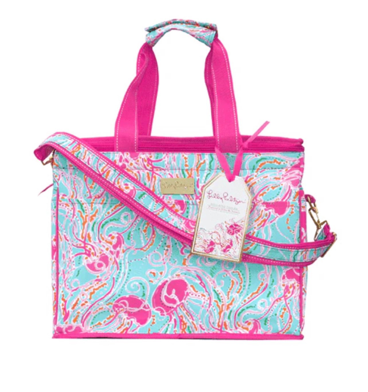 NWT Lilly Pulitzer Insulated Wine Food Large Cooler Bag Jellies Be Jammin Neon