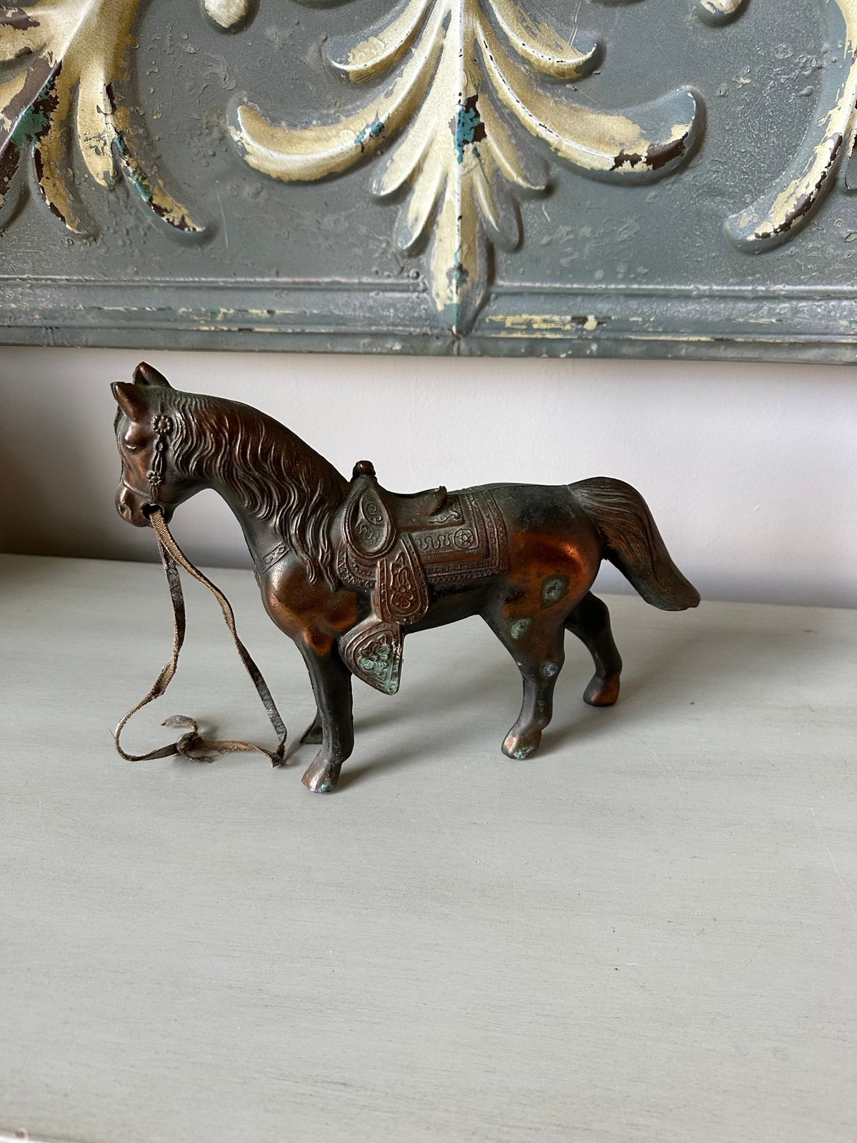 Vintage copper horse bank