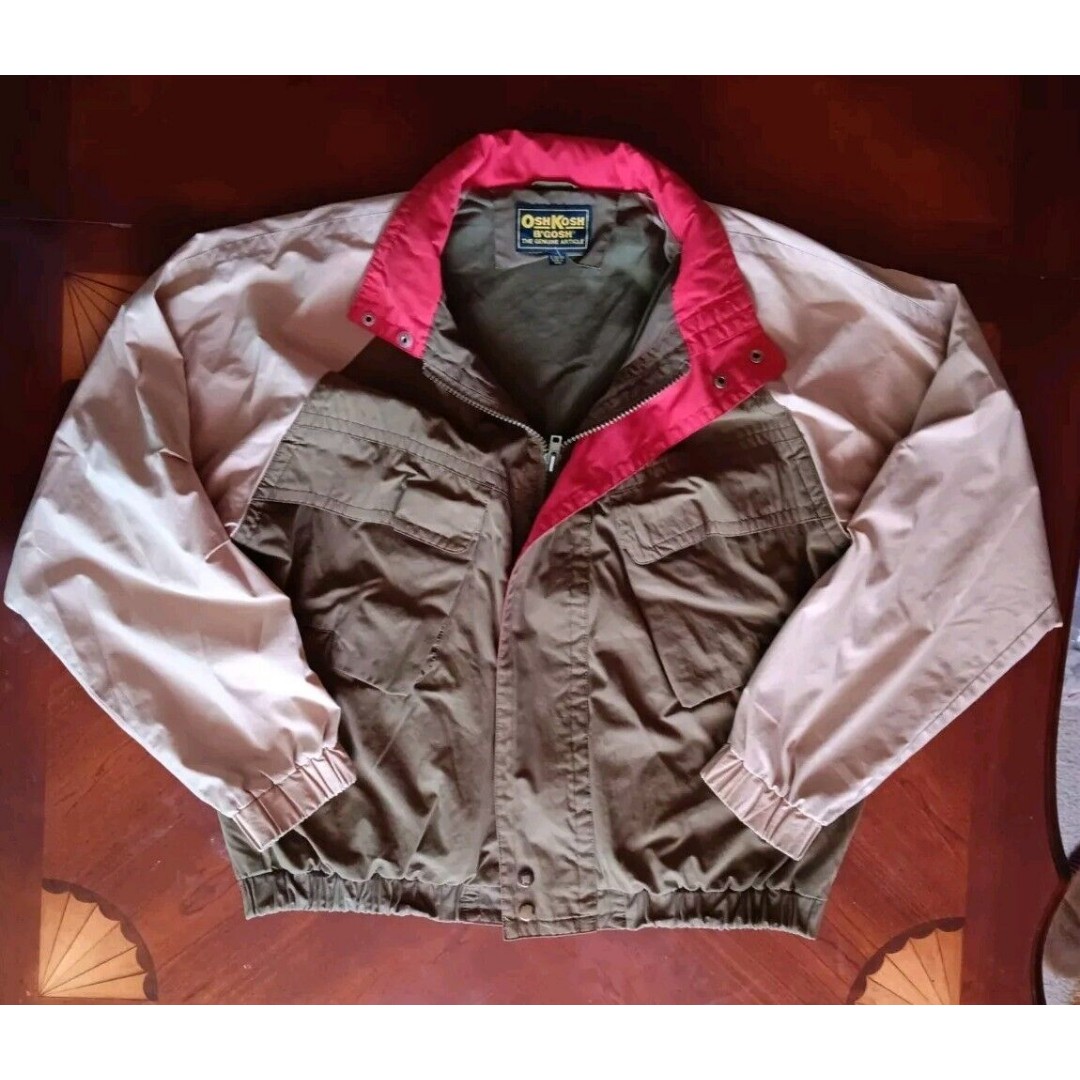Vintage OshKosh B'Gosh Safari Field Bomber Jacket Mens L Large Colorblock Nylon