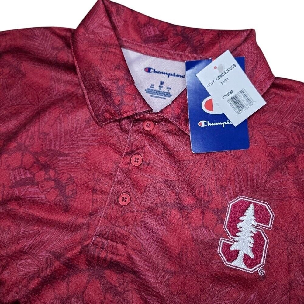 NEW Champion Stanford University Mens Medium Cardinal Red Golf Polo Shirt