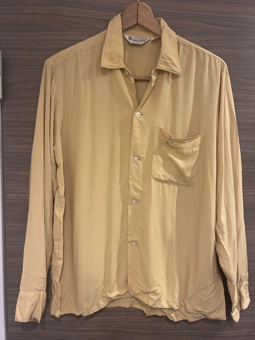 Vintage Rayon Shirt Brunswick 50s 60s 菅田 Yellow