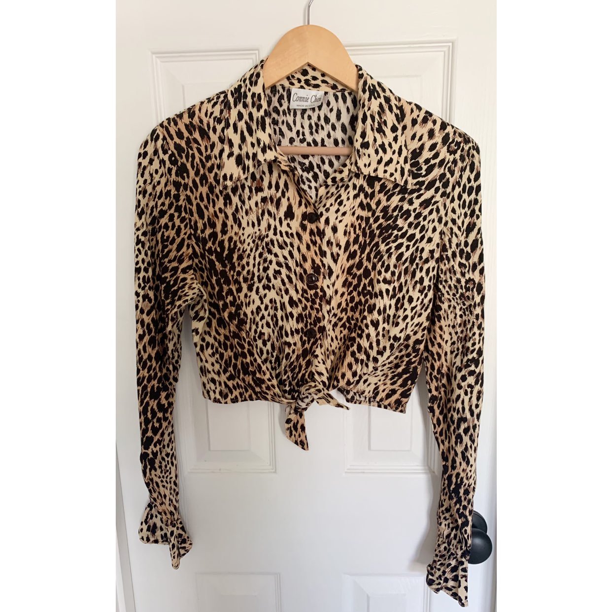 outlet online store Choi Connie Vintage Cropped Top Front Tie Print Animal Women outlet online store Choi Connie Vintage Cropped Top Front Tie Print Animal Women