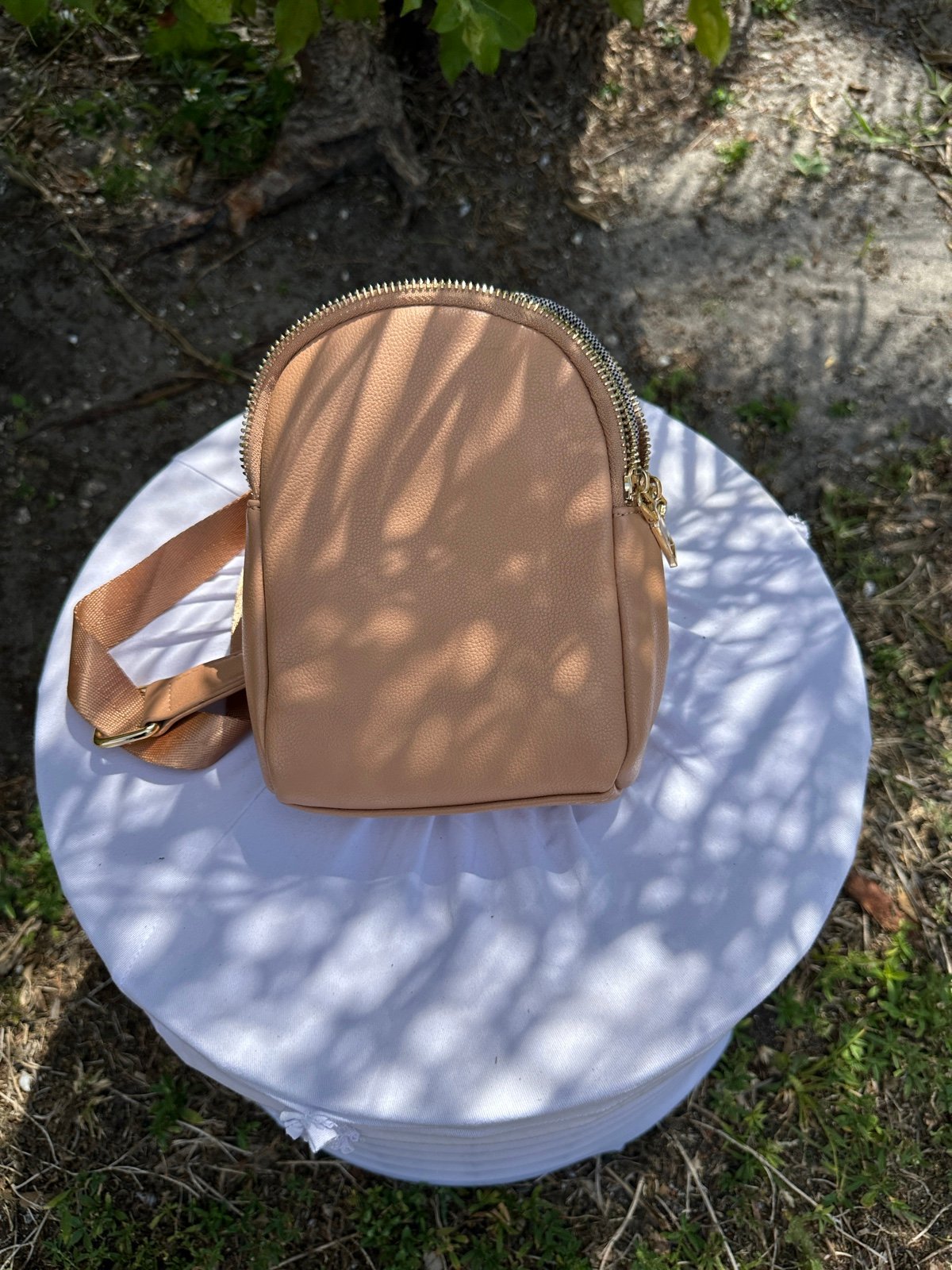 Tan Minimalist Leather Backpack