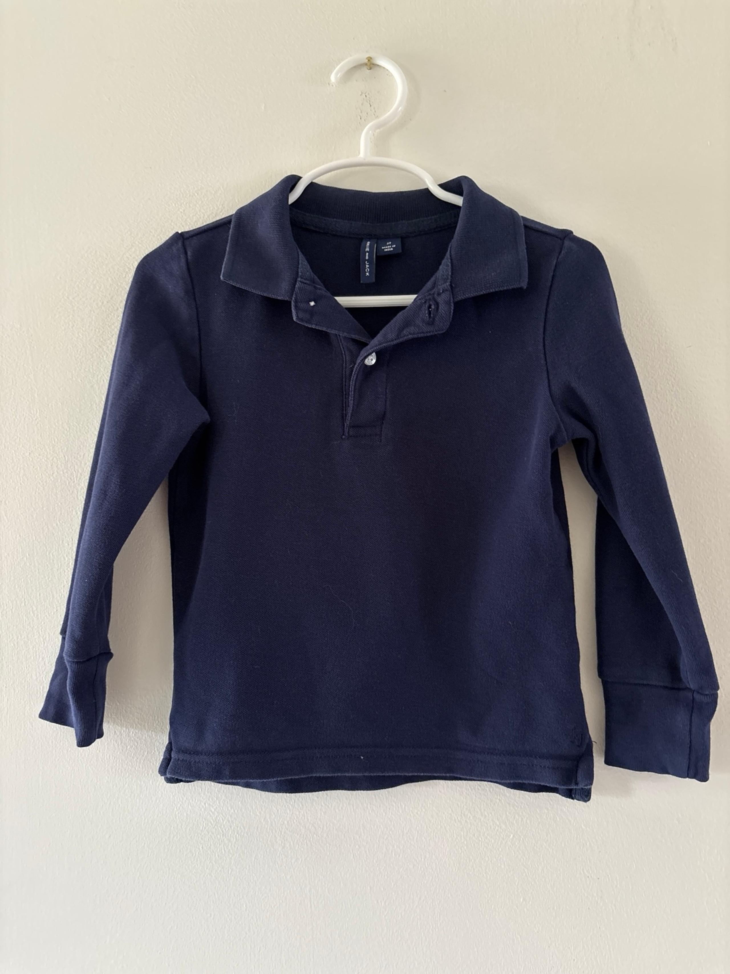 Janie and Jack Long Sleeve Navy Polo Shirt - Size 2T