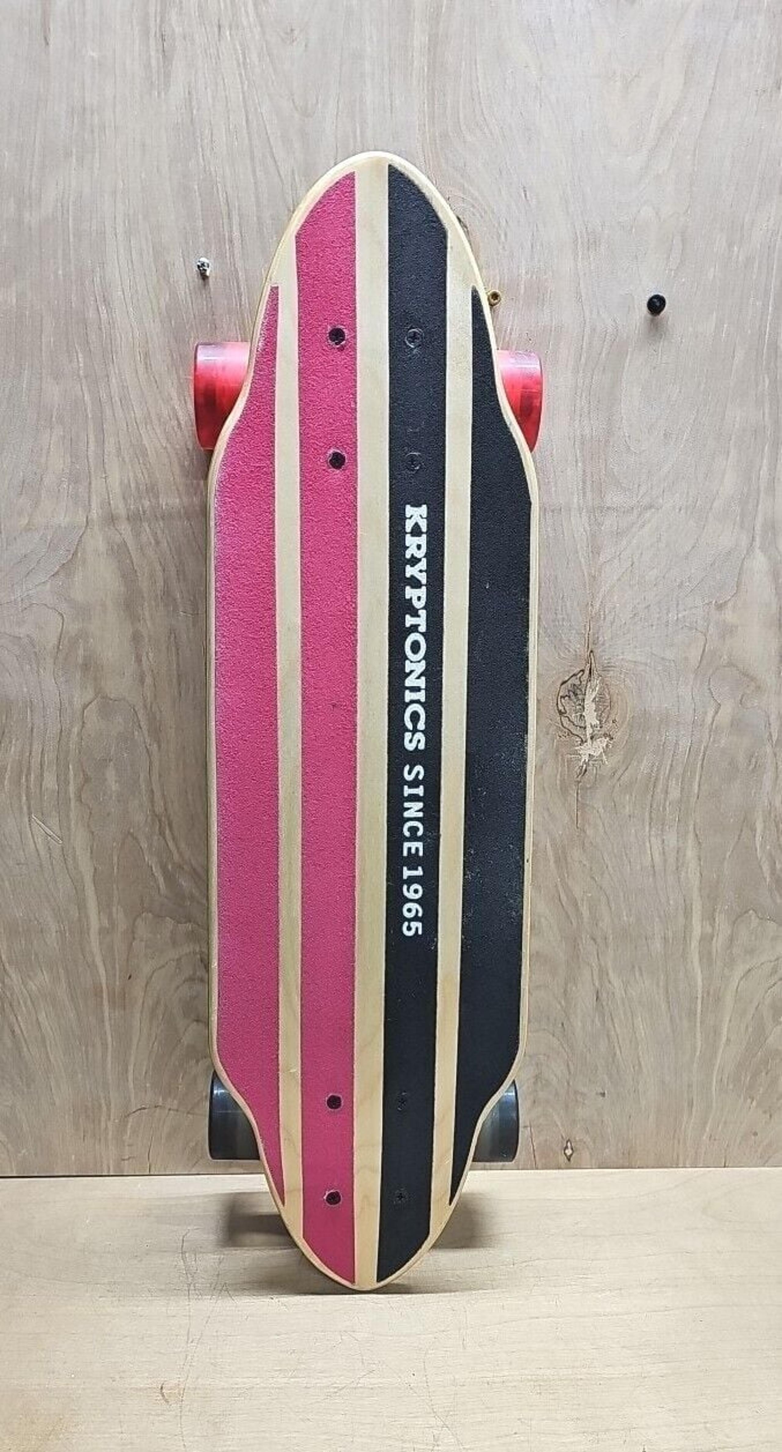 Kryptonics California Fast Relief Skateboard Red Black Striped W/Red Wheels