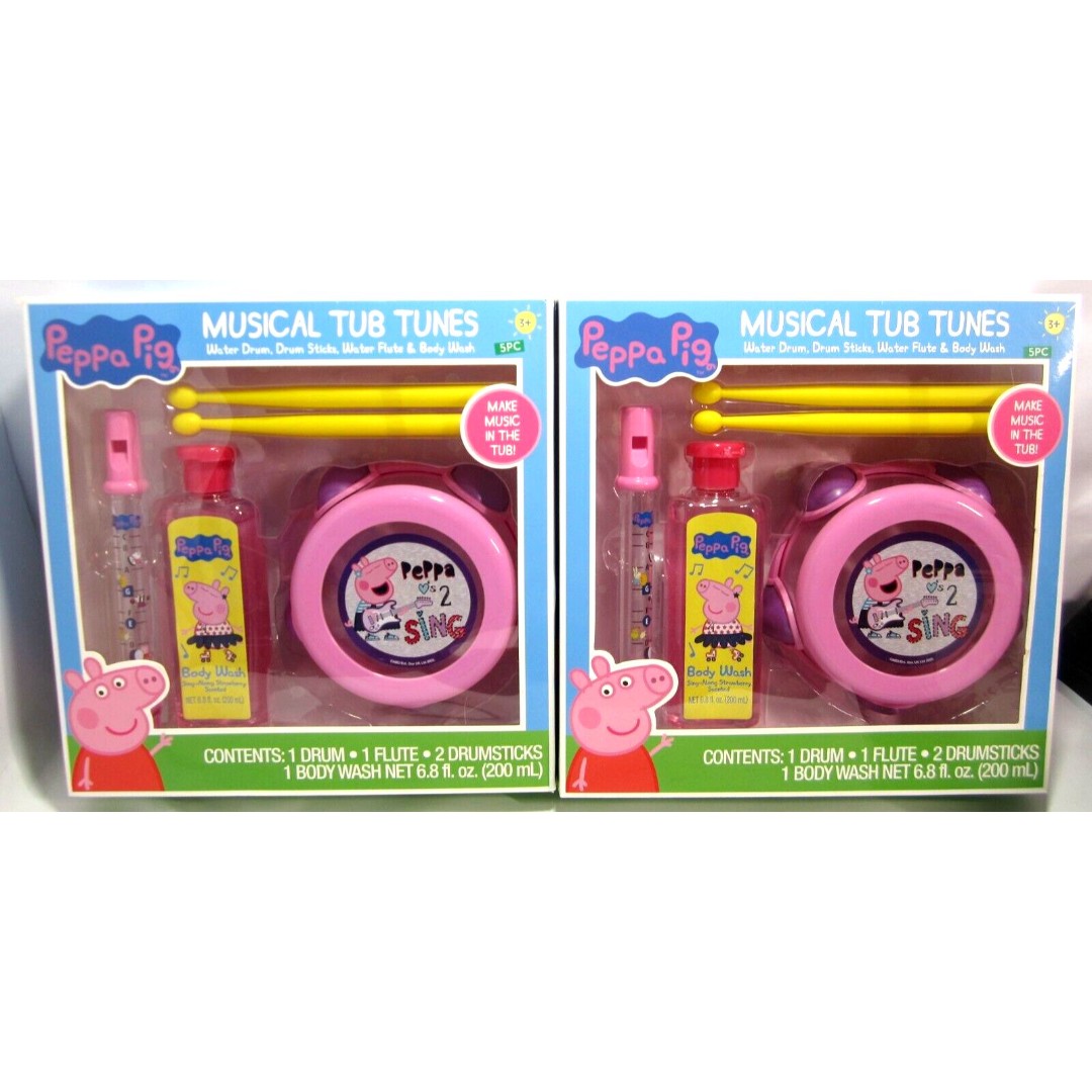 Lot of 2 Peppa Pig Musical Tub Tunes 5Pc! Make Music In The Tub