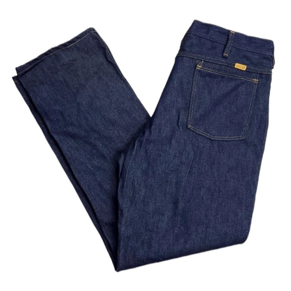 Vintage Rustler Rigid Denim Jeans Dark Wash Straight Leg 80s Men's Size 36 x 30 Vintage Rustler Rigid Denim Jeans Dark Wash Straight Leg 80s Men's Size 36 x 30