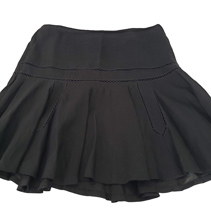 Lauren Ralph Lauren Linen Skirt Black A Line Knee Length Lined Womens Size 16W