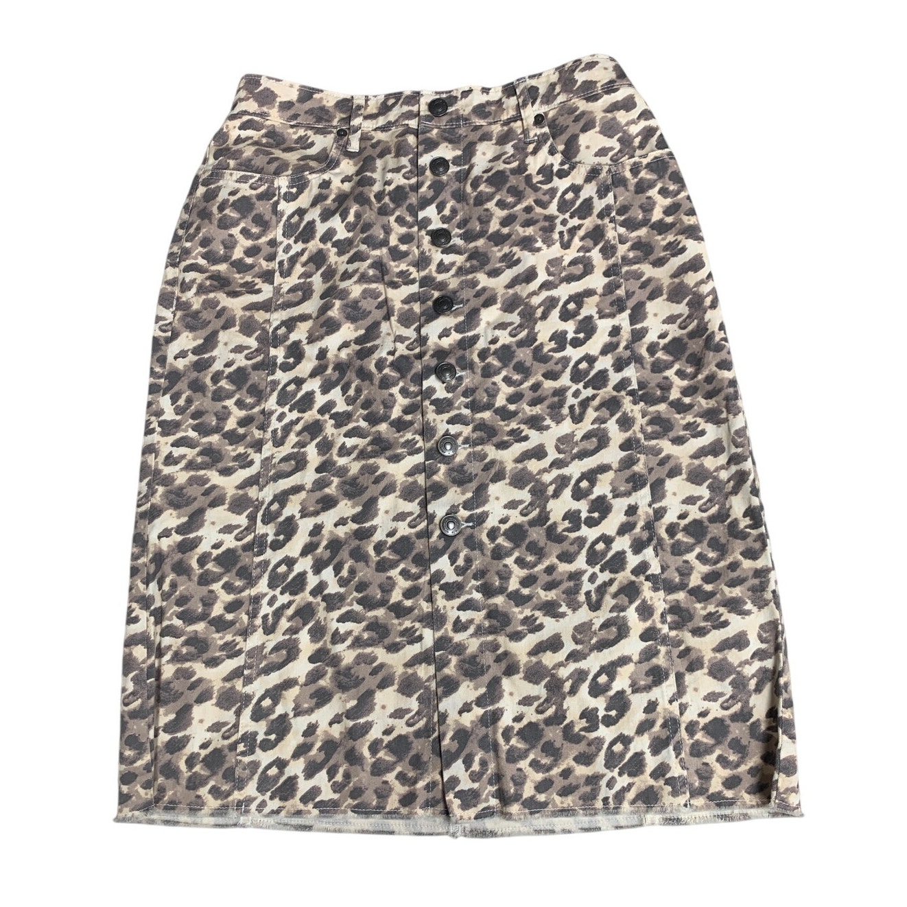 New American Eagle Womens Small Elastic Waist Leopard Print Front Button Skirt