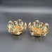Pair (2) VTG 1984 Lycenta Sweden Candlestick Holders 24K Gold Plate w/ Crystals