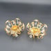 Pair (2) VTG 1984 Lycenta Sweden Candlestick Holders 24K Gold Plate w/ Crystals