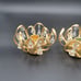 Pair (2) VTG 1984 Lycenta Sweden Candlestick Holders 24K Gold Plate w/ Crystals