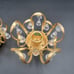 Pair (2) VTG 1984 Lycenta Sweden Candlestick Holders 24K Gold Plate w/ Crystals