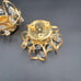 Pair (2) VTG 1984 Lycenta Sweden Candlestick Holders 24K Gold Plate w/ Crystals