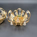 Pair (2) VTG 1984 Lycenta Sweden Candlestick Holders 24K Gold Plate w/ Crystals
