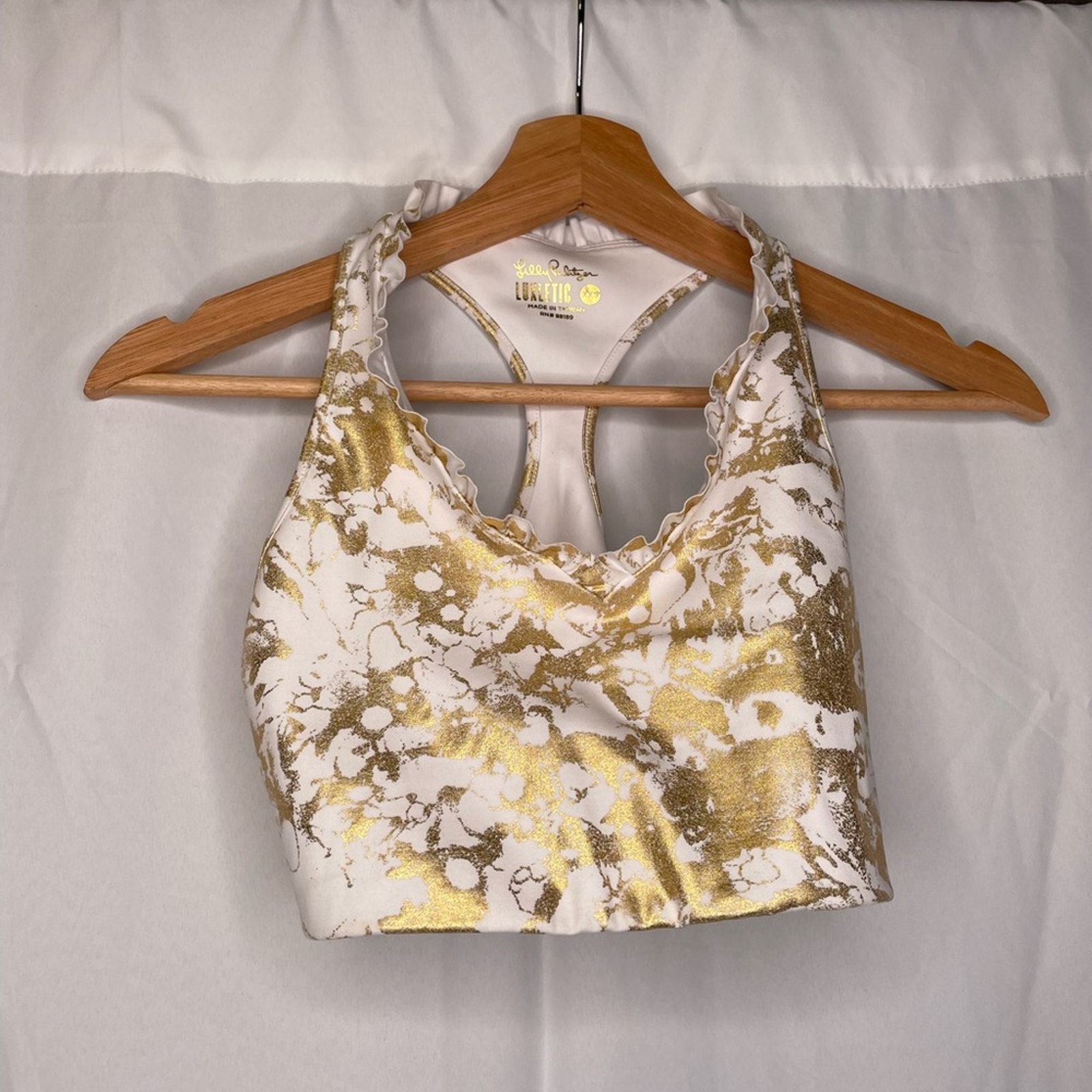 Lilly Pulitzer Luxletic White/Gold Sports Bra