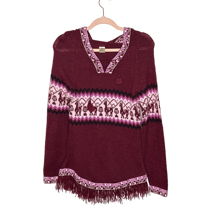 Apaza Alpaca women's purple pullover hooded sweater size s
