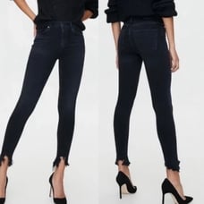 Agolde Sophie Mid-Rise Skinny Ankle Jeans in Shout Washed Black Raw sz 27