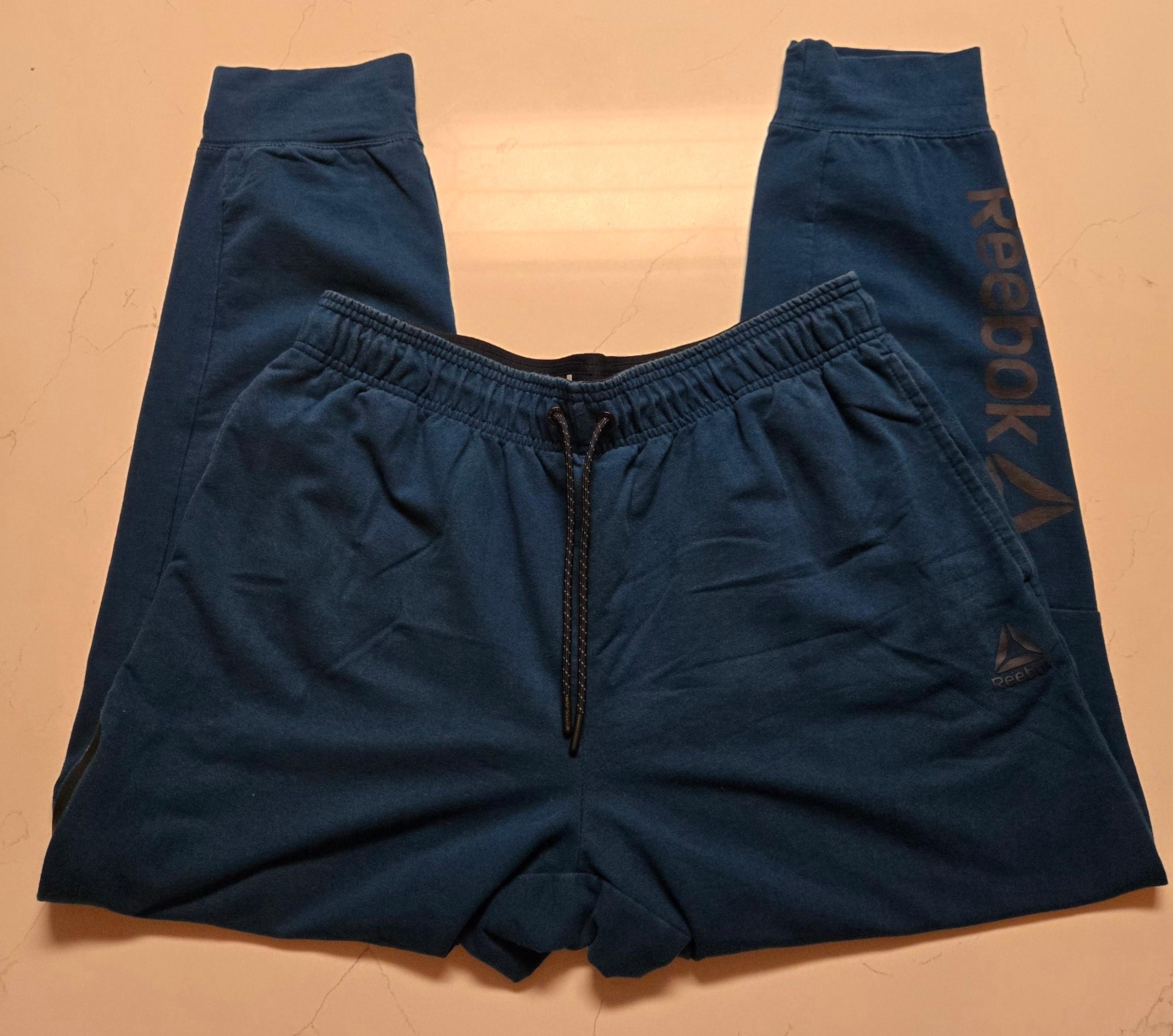 Reebok Pace Runner Slim French Terry Jogger Sweatpants Men's Size L Sailor Blue