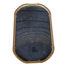 Vintage 24K Gold Metal Photo Frame, Oblong Oval with Convex Glass, Picture frame