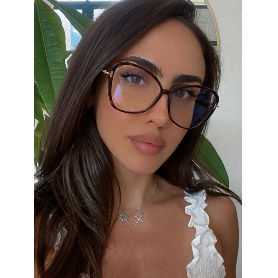 NEW Tom Ford FT5769-B Bluelight Frames in Havana Brown