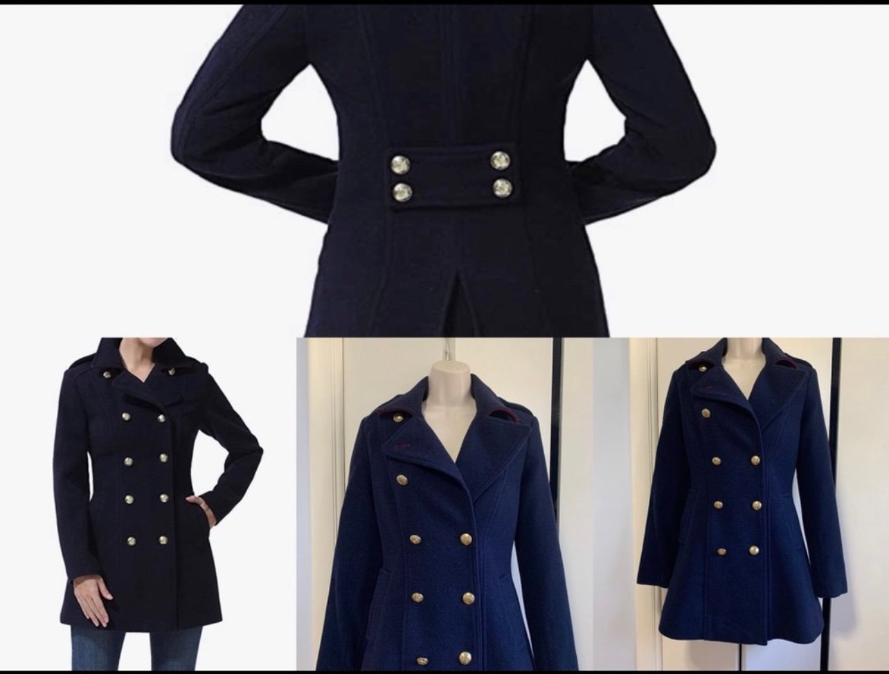 Wool Blend Fitted Military Coat
