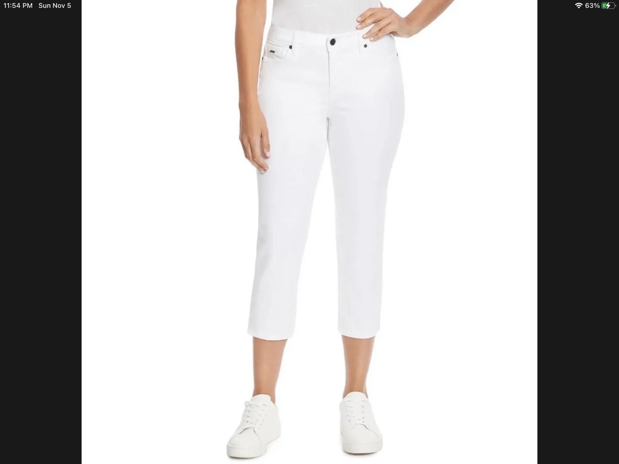 Nine West Women's Mid Rise 5 Pocket Chrystie Capri White NEW Size 14