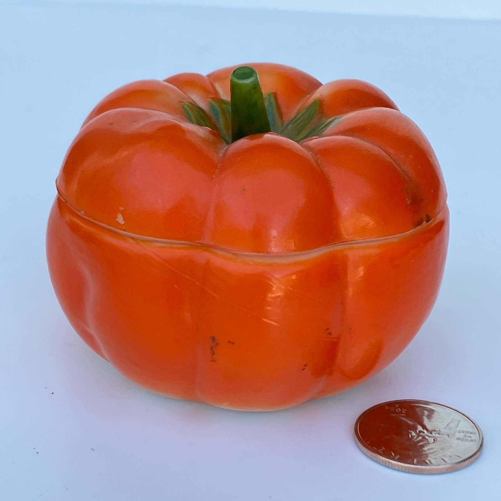 Eagle Glass Orange Tomato Vegetable Ware Mustard Pot