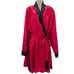 Fredericks of Hollywood Womans 2X Aspen Mae Satin & Lace Tie Robe Red Black NEW