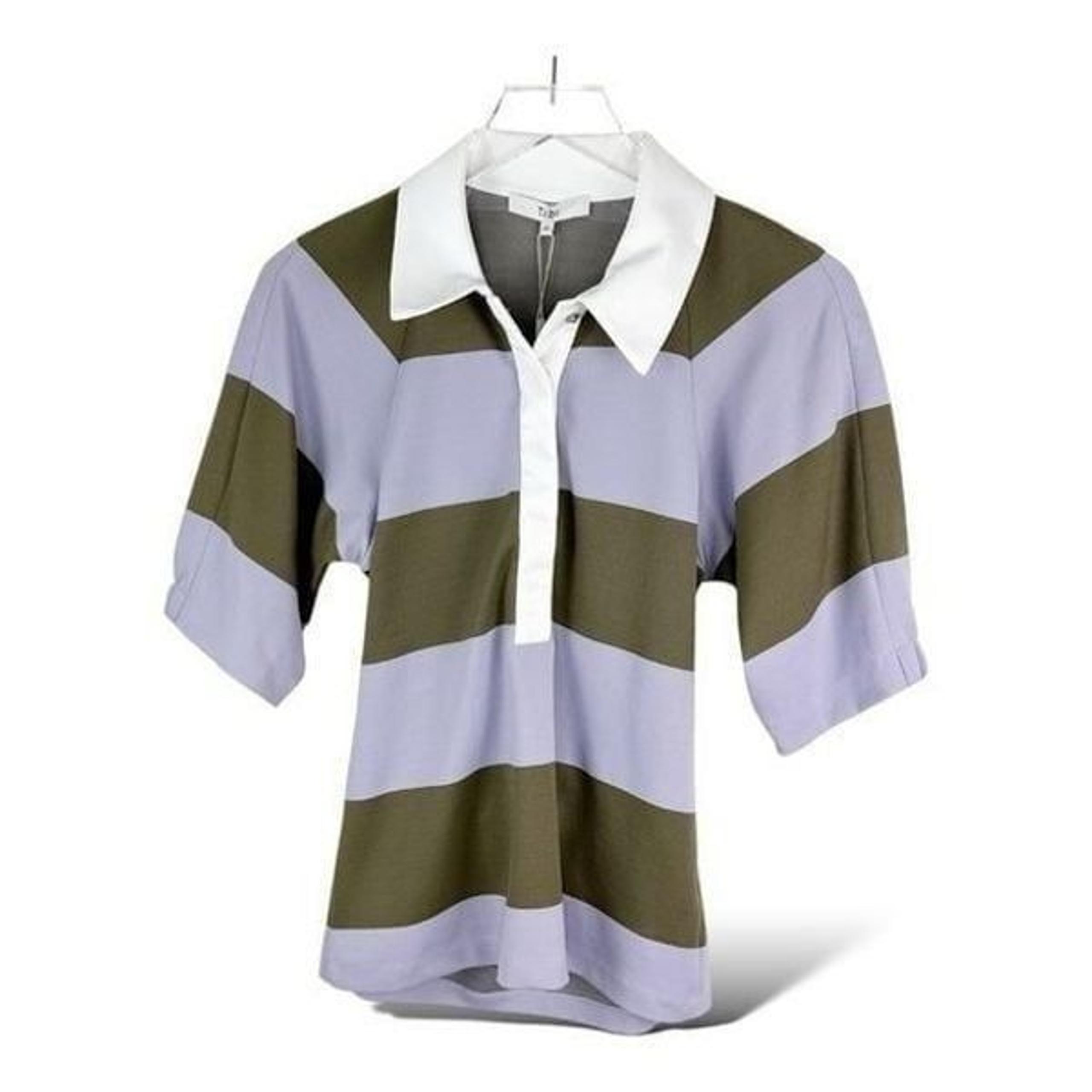 NWT Tibi - The Rugby Dress Purple Green Striped 3/4 Sleeve Mini Dress XS