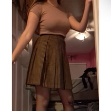 Tracy Evans Size 5 Vintage Brown Pleated Houndstooth Mini Skirt