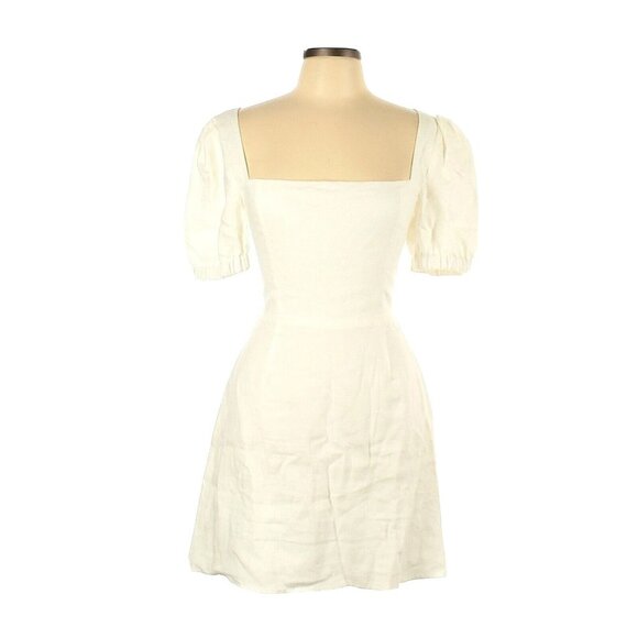 NWT Reformation Lianne in White Linen Open Lace-up Back Mini Dress 10 218