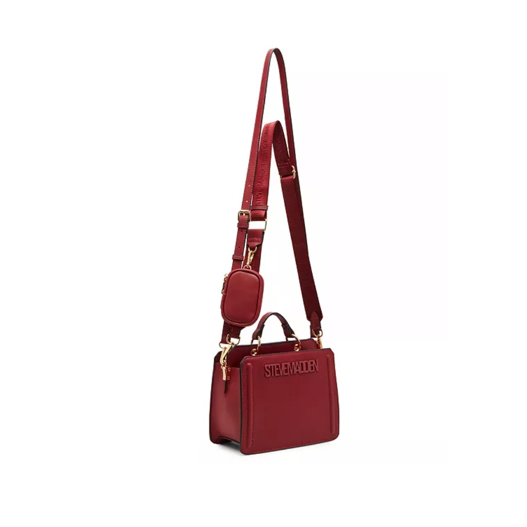 Steve Madden NWT Crossbody Satchel Crimson Red (2 straps & coin Bag included)