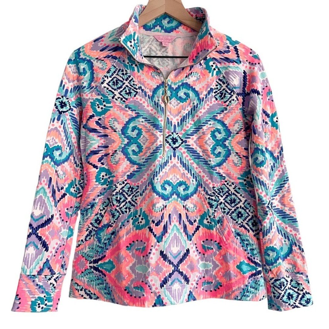 Lilly Pulitzer UPF 50 Skipper Printed Popover Solar Opposite Sweatshirt Pullover