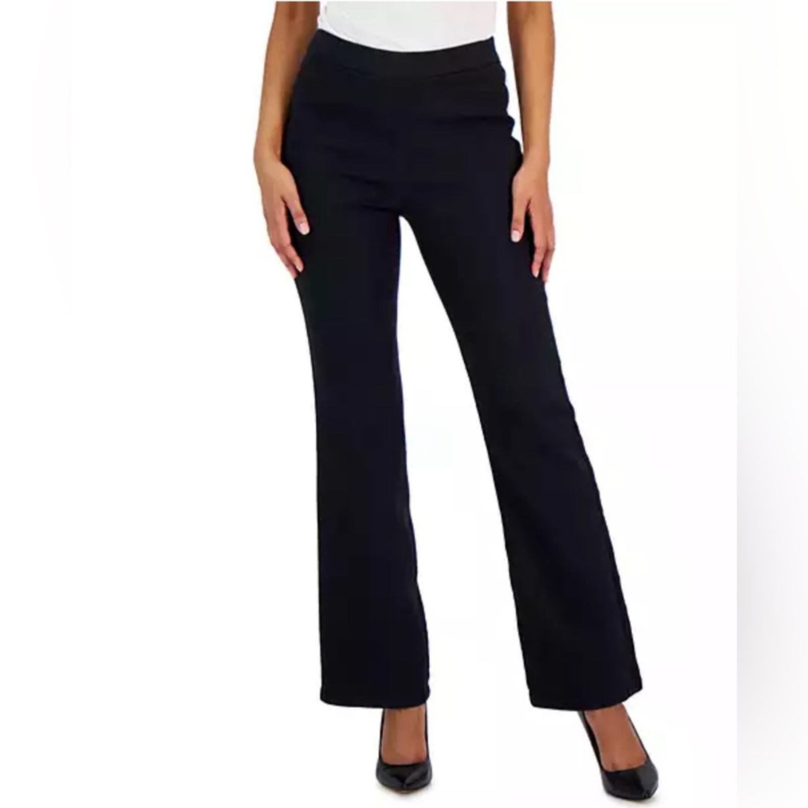 NEW Anne Klein High Rise Pull On Flared Pants, Onyx Wash, US 12 New w/Tag 89
