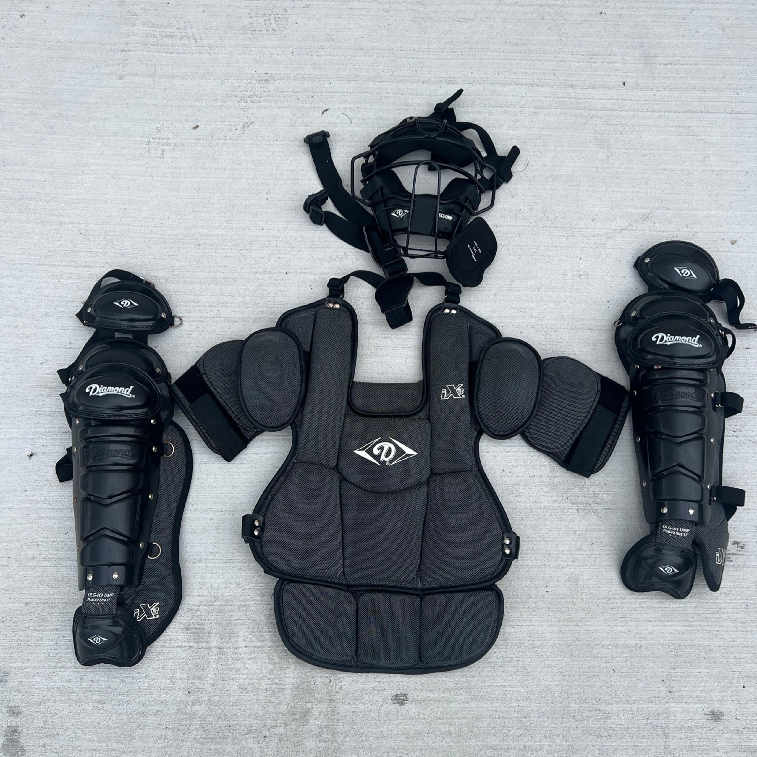 Diamond Sports DCP-iX3 Ump Black Catchers Chest Protector Chin Face Mask